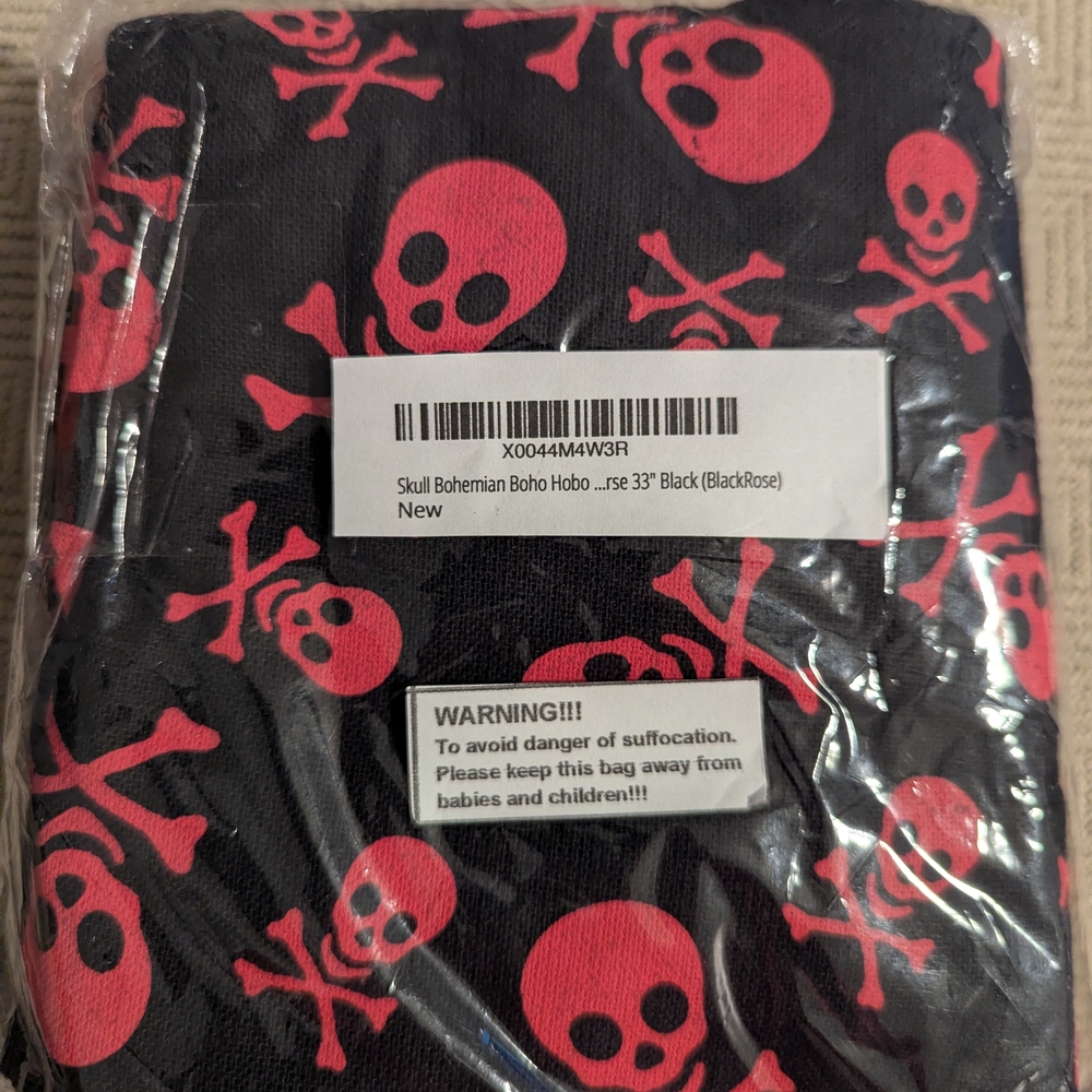 Skull Print Shoulder Bag - Black and Pink - Picture 3 of 4